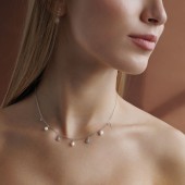 Colier argint cu perle naturale albe si cristale Teardrop DiAmanti SK25233N_W-G